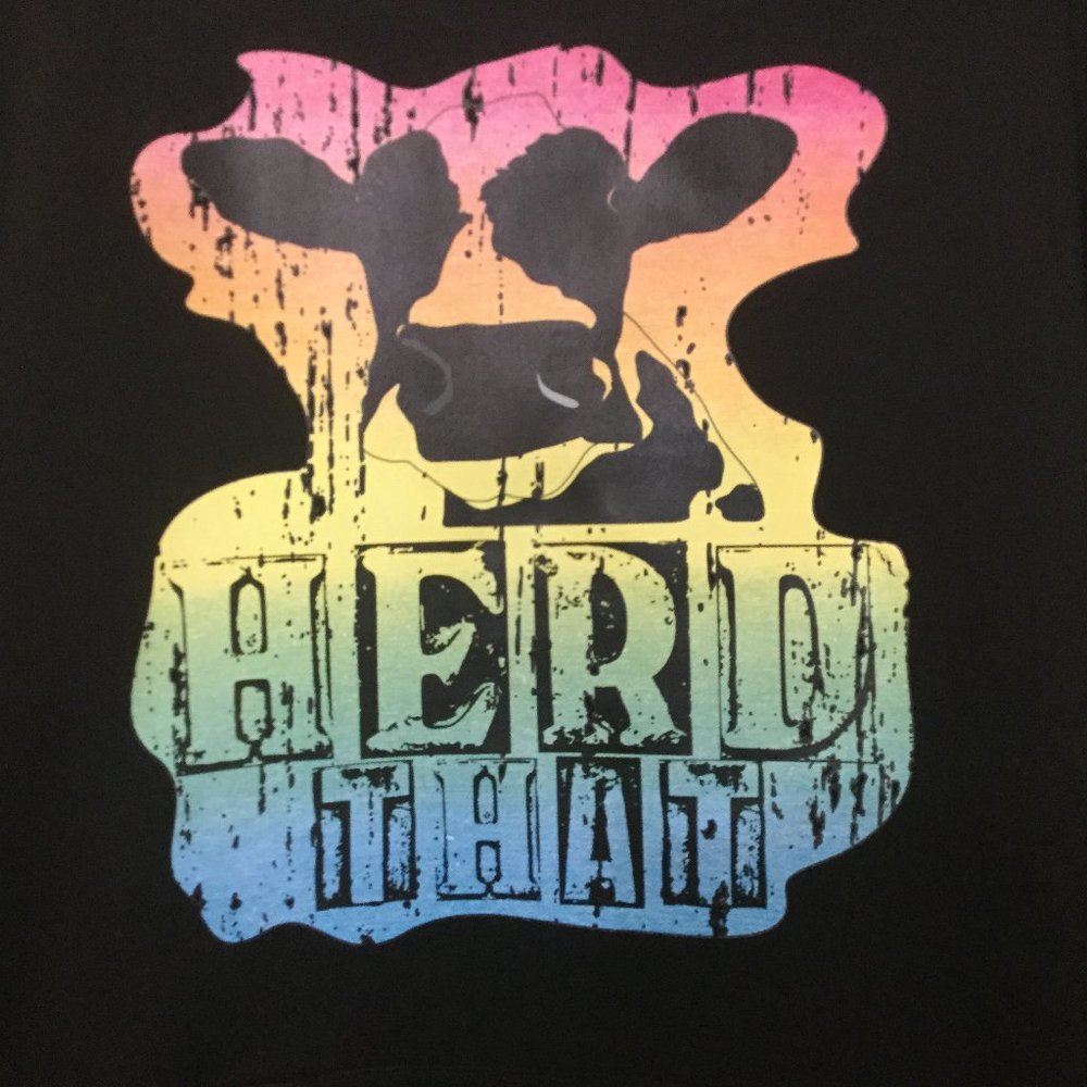 Sweatshirt/Hoodie new Cow graphic black and rainbow size Large